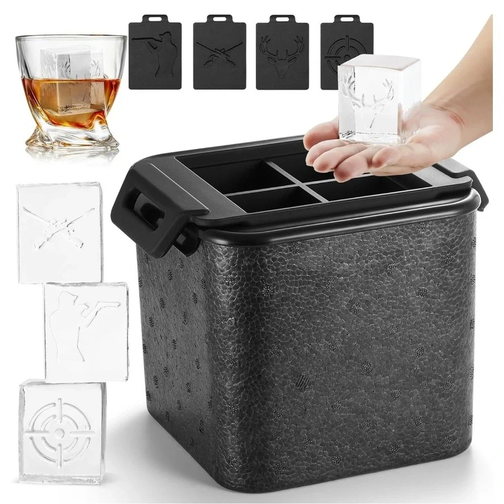 Hunting Printed Clear Ice Cube Maker Mold Silicone Tray for Whiskey Bourbon